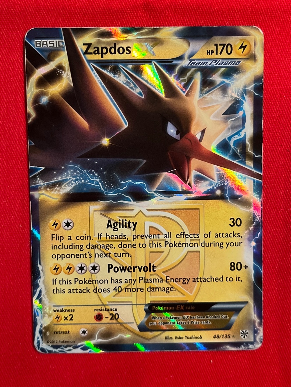 Pokemon Zapdos Team Plasma Holo Card - XY Plasma Storm Ultra Rare